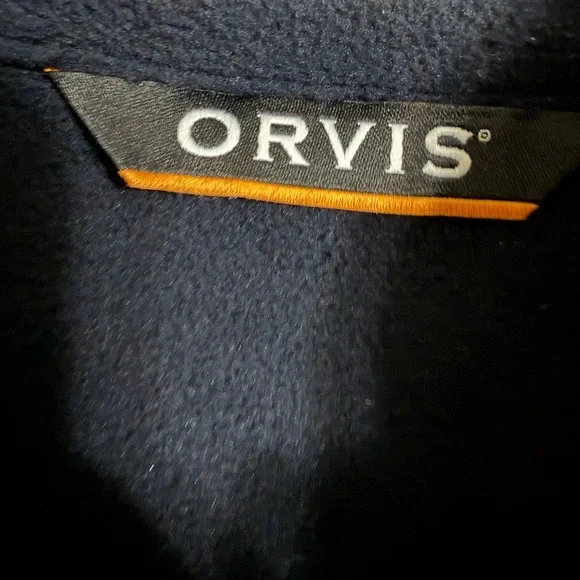 Orvis Men's Puffer Jacket - Navy, Tan, and Orange - Picture 5 of 6